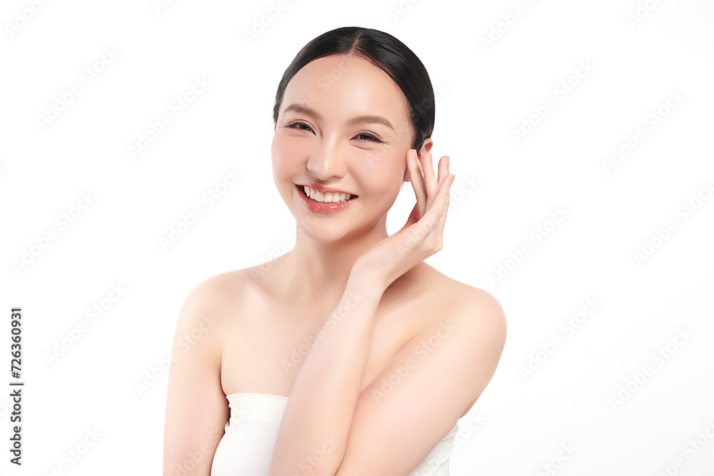 Beautiful young asian woman with clean fresh skin on white background, Face care, Facial treatment, Cosmetology, beauty and spa, Asian women portrait. Beautiful young asian woman with clean fresh skin on white background, Face care, Facial treatment, Cosmetology, beauty and spa, Asian women portrait.