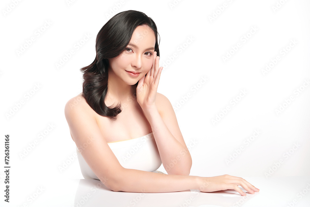 Beautiful young asian woman with clean fresh skin on white background, Face care, Facial treatment, Cosmetology, beauty and spa, Asian women portrait. Beautiful young asian woman with clean fresh skin on white background, Face care, Facial treatment, Cosmetology, beauty and spa, Asian women portrait.