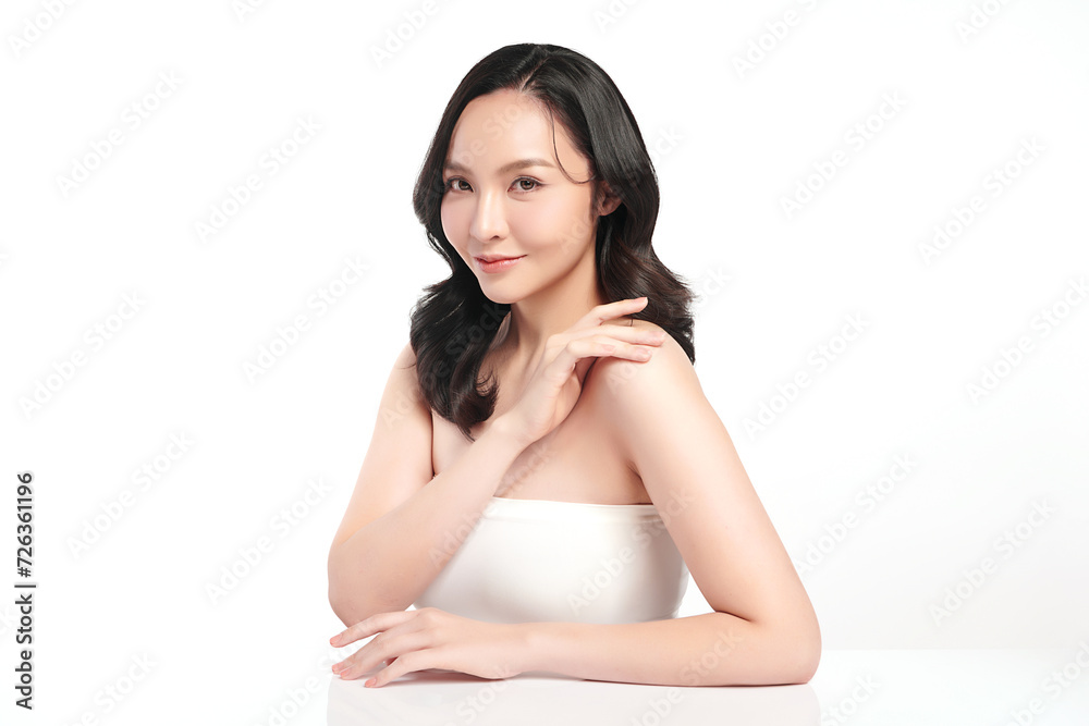 Beautiful young asian woman with clean fresh skin on white background, Face care, Facial treatment, Cosmetology, beauty and spa, Asian women portrait. Beautiful young asian woman with clean fresh skin on white background, Face care, Facial treatment, Cosmetology, beauty and spa, Asian women portrait.