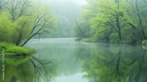 A serene March landscape  where tranquility reigns supreme  inviting contemplation and reflection