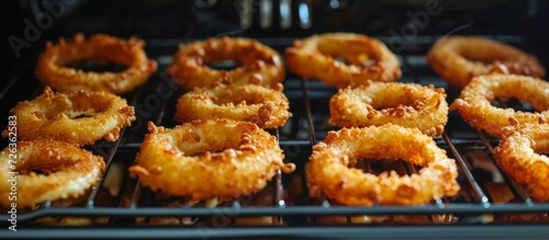 Baking fresh and delicious onion rings in the oven.