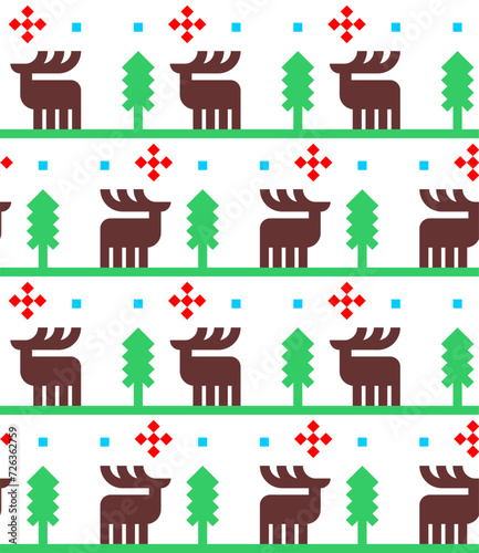 Deer ethnographic pattern seamless. Elk ethnographical background. texture Northern peoples and cultures