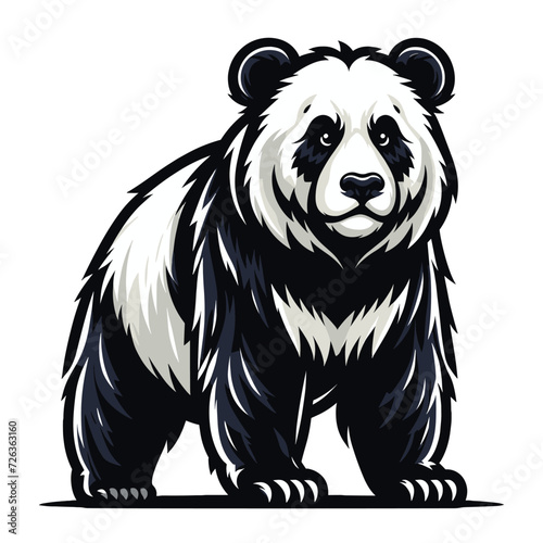 Cute adorable panda cartoon character vector illustration, funny Asian Chinese animal baby panda flat design mascot template isolated on white background