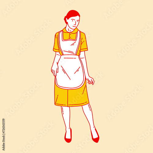 Simple cartoon illustration of a house maid 1
