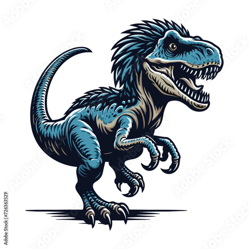 Wild beast animal raptor dinosaur vector design illustration, prehistoric dino flat design template isolated on white background © lartestudio
