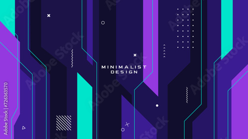 Vector illustration. Modern Art graphic. Dynamic stylish geometric background. Design element for website template, web banner, advertising wallpaper. Dark puprle color wallpaper. Neo memphis pattern