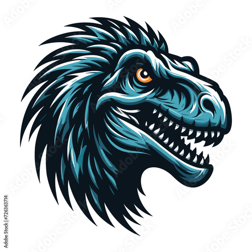 Wild beast animal raptor dinosaur head face vector design illustration, prehistoric dino flat design template isolated on white background