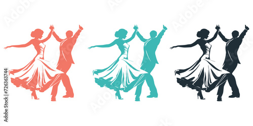 Dancing Couples Silhouettes Vector Art