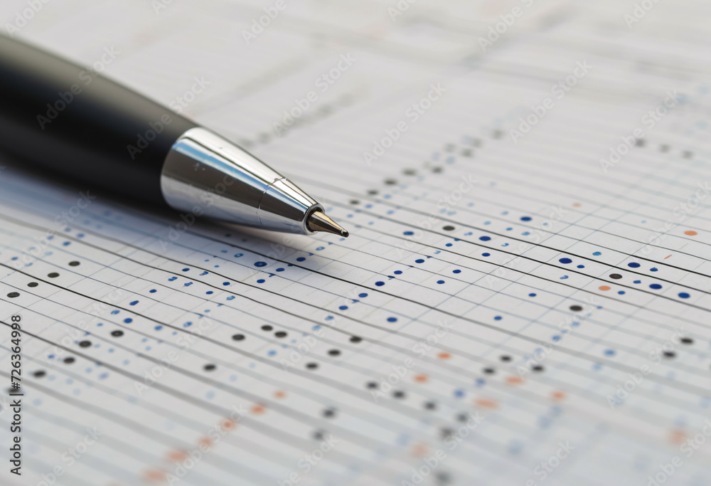 Ballpoint Pen on Graph Paper with Blue and Orange Dots Analysis Ballpoint Pen on Graph Paper with Blue and Orange Dots Analysis