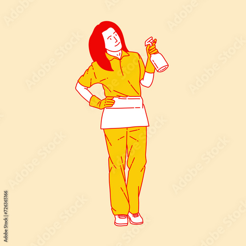 Simple cartoon illustration of a house maid 2