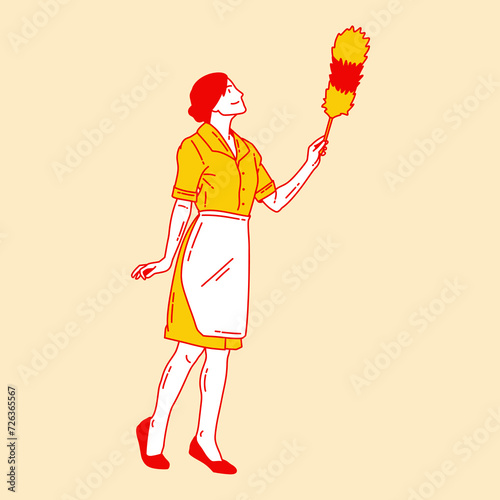 Simple cartoon illustration of a house maid 3
