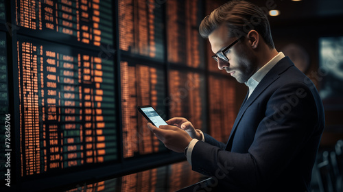 Business man using mobile phone and stock market report or forex trading graph and financial investment. 