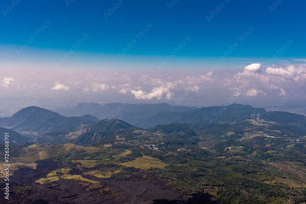 Guatemala Landscape with Mountain. Next to Pacaya Volcano. Lava on the ground.