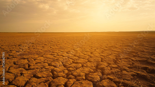 A vast drought-stricken landscape showcasing the harsh reality of world hunger.