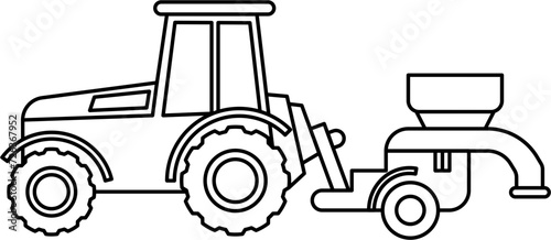 Seed Drill Outline Vector Illustration