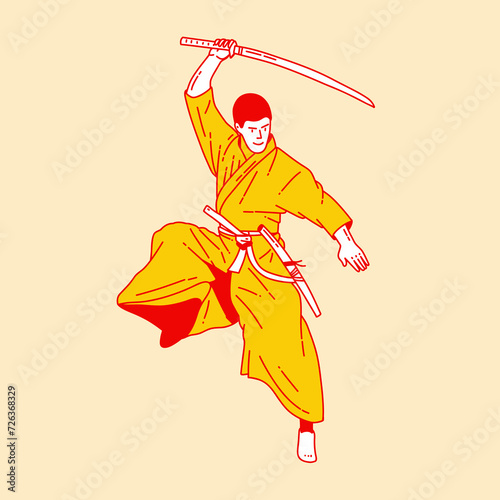 Simple cartoon illustration of a samurai 2