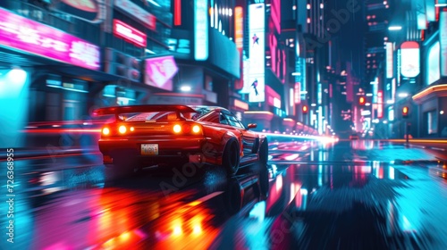 street racing AAA videogame gameplay with information datum design for console playing to earn gaming crypto tokens and cryptocurrency project future as wide banner UI © loran4a