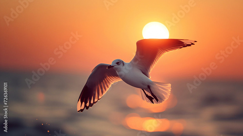 Seagull Laridae at sunset photo