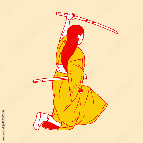 Simple cartoon illustration of a samurai 5