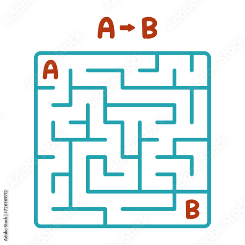 A simple square maze for children. Brain teaser for kids