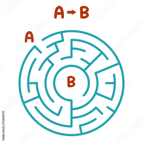 A simple circular maze for children. Brain teaser for kids