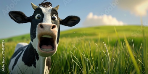 cartoon crazy cute cow smiling
