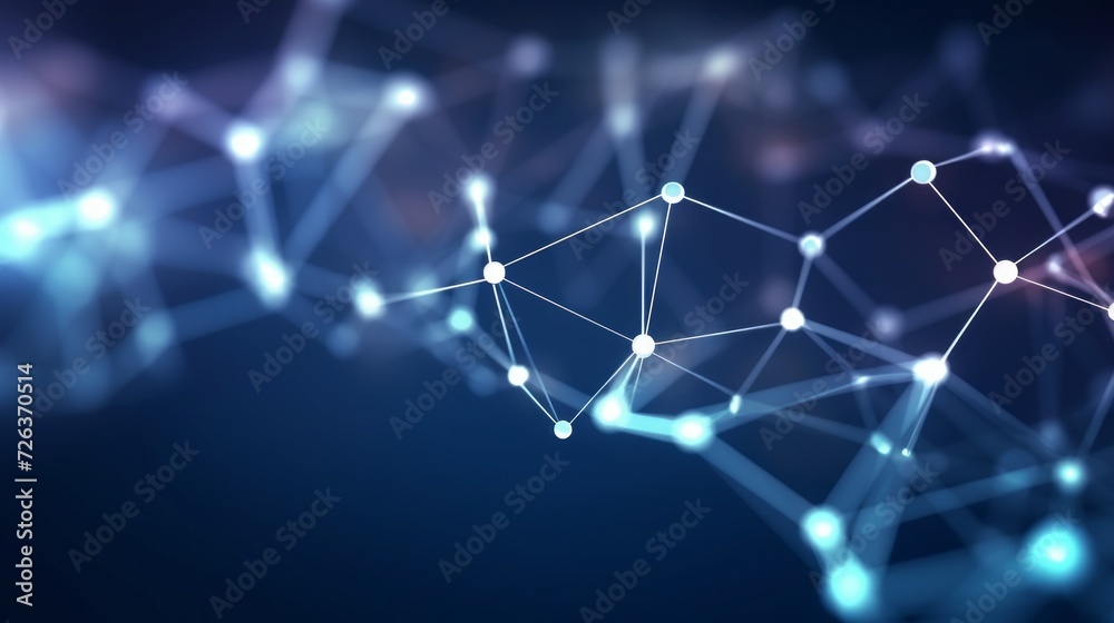 Obraz premium Blurred network connections: abstract digital background with molecular polygonal shapes