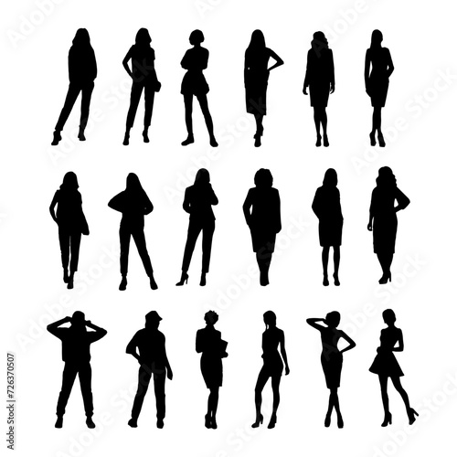 vector business man silhouetteSet of silhouettes of business people. Vector black silhouettes. Vector stencil isolated background.