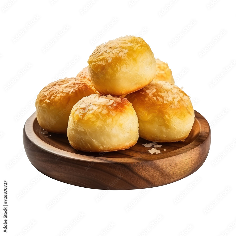 Brazilian snack traditional cheese bread, isolated on transparent background, png, Clipping Path, pen tool
