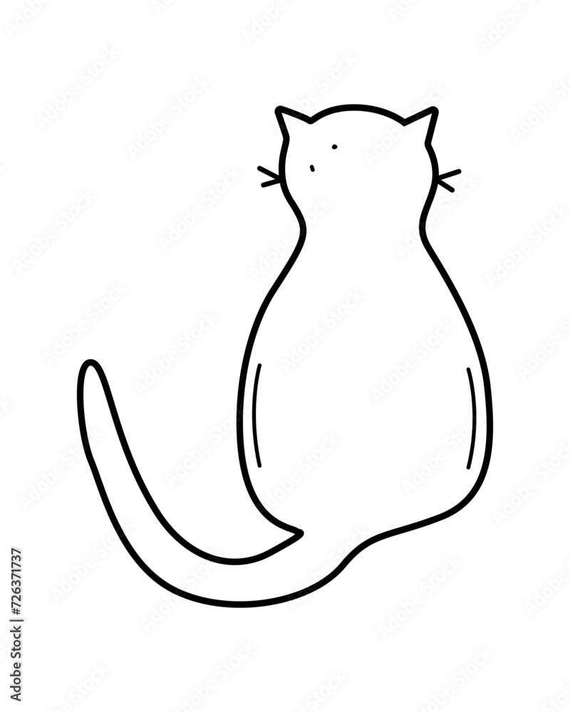 Cute cartoon cat is sits. Vector doodle illustration of a funny pet cat. Isolate on white. Cute cartoon cat is sits. Vector doodle illustration of a funny pet cat. Isolate on white.