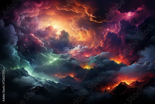 Digital dream star track night sky abstract art design graphic poster web page PPT background, creative rainbow, abstract fantasy background of colorful sky, colorful Wallpaper, Realistic, HD © MuhammadHamad