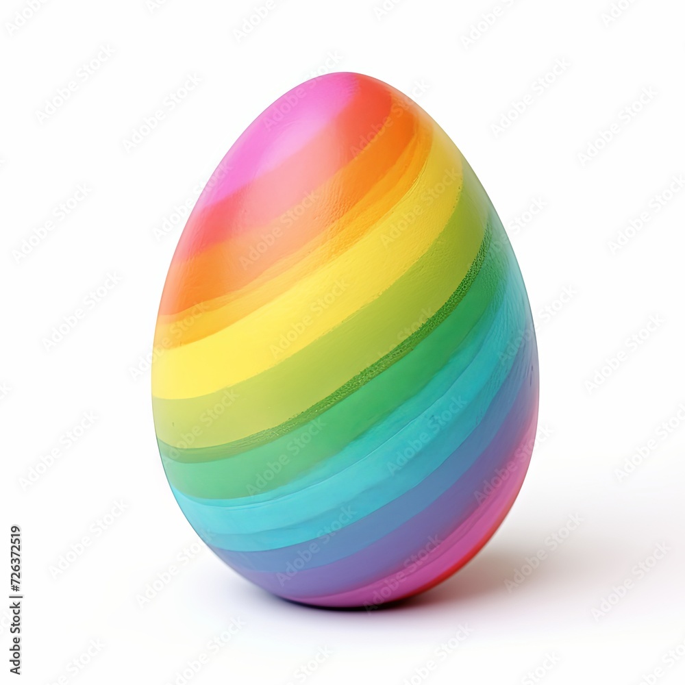 Easter egg in rainbow colors isolated on white background.
