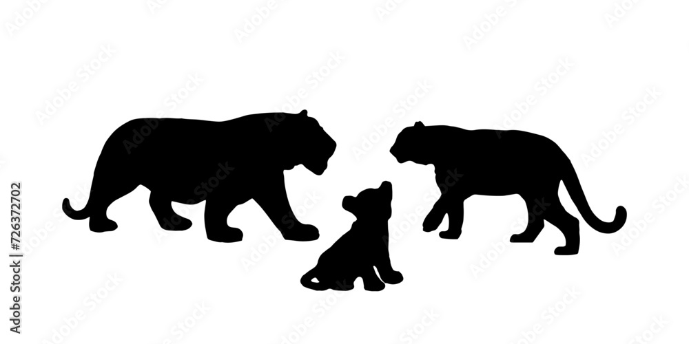 Tiger silhouette 2022 - vector isolated background. Wild cats .
