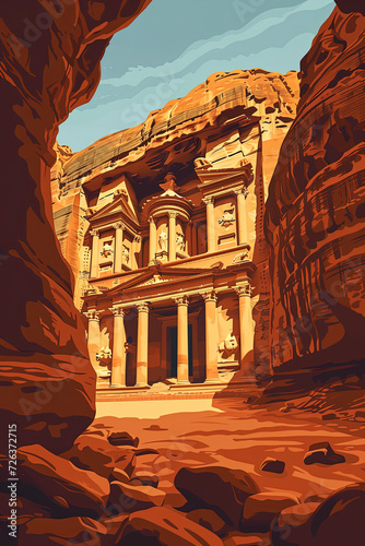 Petra Panorama - Ultradetailed Illustration of Petra