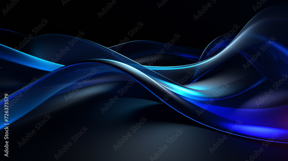 Obraz premium Abstract futuristic background with blue wave shapes. Visualization of motion waves. Wallpaper or backdrop for modern projects