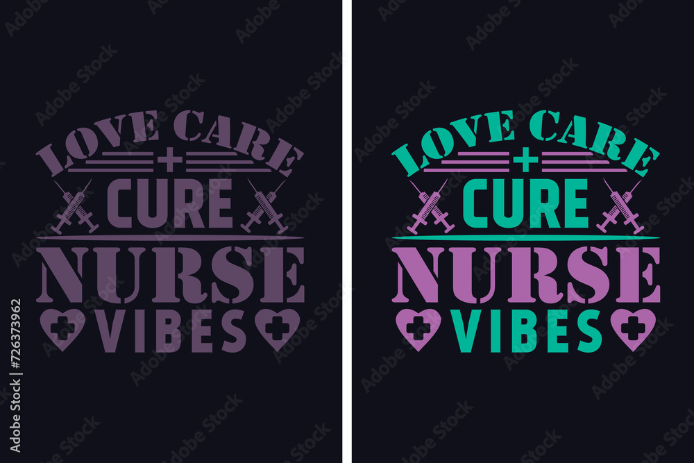 Love Care Cure Nurse Vbes Nurse Life, Saving One Patient At A Time, Nurse Life, Hospital nurse T-Shirt, Doctor student shirt model, Half Leopard Nurse, Unique Profession-Themed Design