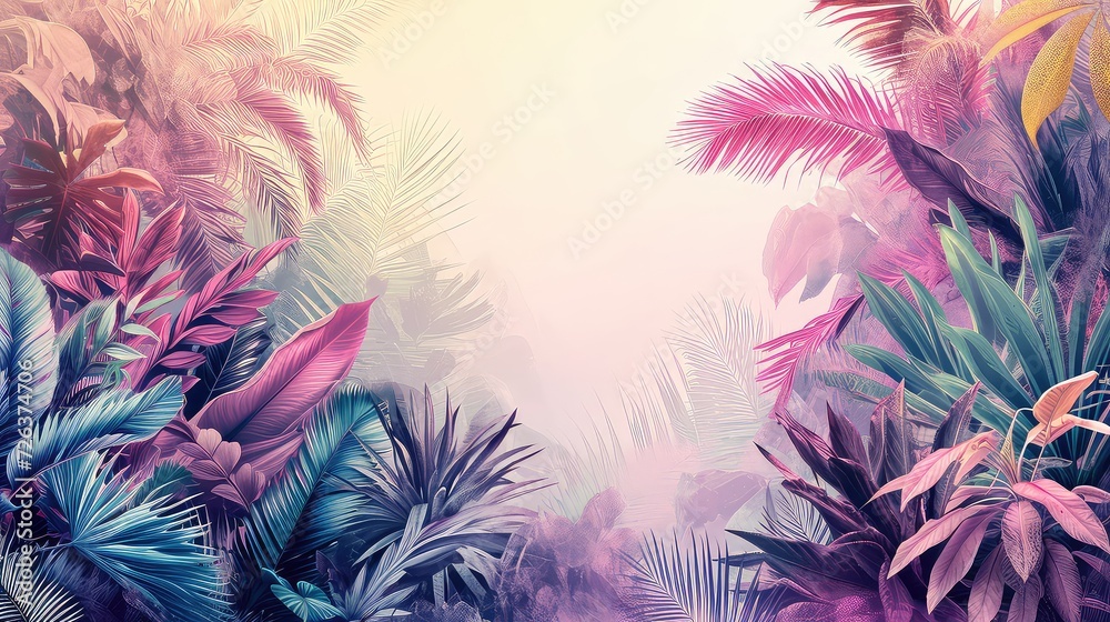 Tropical retro wallpaper in watercolor style. Tropical retro wallpaper in watercolor style.