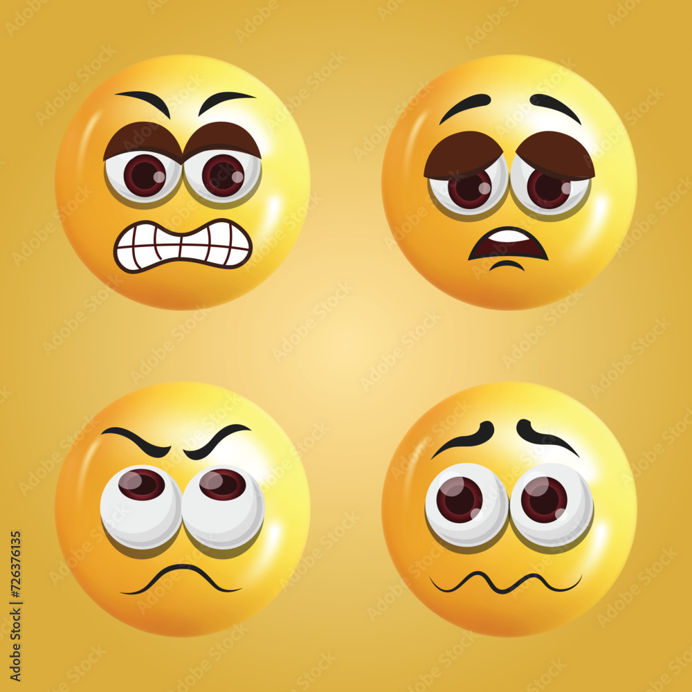 3d Imojis Emoticon Isolated on Yellow Background