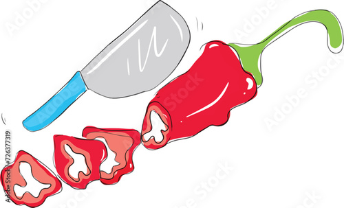 Drawing of Red pepper chop.