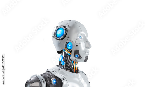 Artificial Intelligence AI Humanoid Robot Isolated on transparent background, 3D rendering illustration