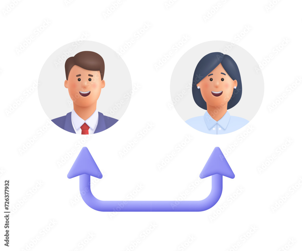 Employee staff turnover, job rotation. Change and switch user. Human resources concept. 3d vector icon. Cartoon minimal style. Employee staff turnover, job rotation. Change and switch user. Human resources concept. 3d vector icon. Cartoon minimal style.
