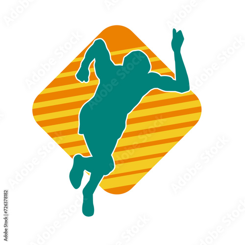 Silhouette of a sporty man in running pose. Silhouette of a male run pose.