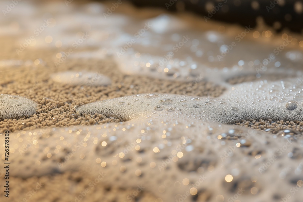 closeup of a carpet with cleaning solution bubbles closeup of a carpet with cleaning solution bubbles