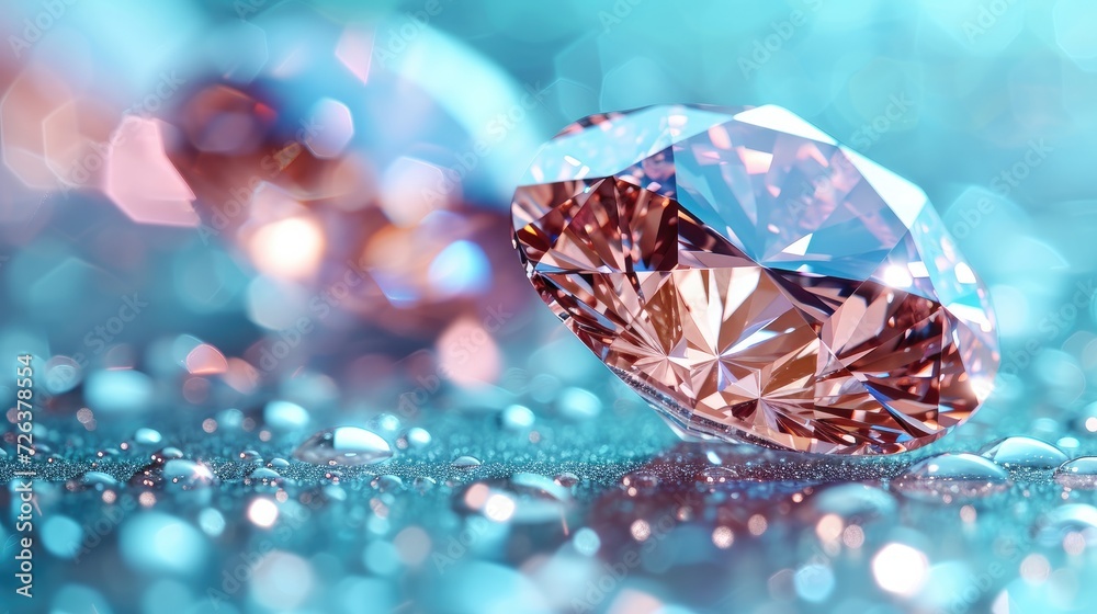 White diamonds group falling soft focus bokeh background.Generative AI White diamonds group falling soft focus bokeh background.Generative AI