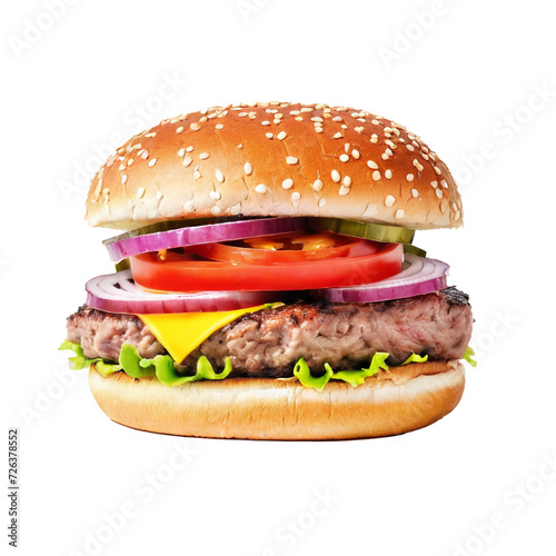 Cheese Chicken Beef Burger on transparent background Premium Png on transparent background.