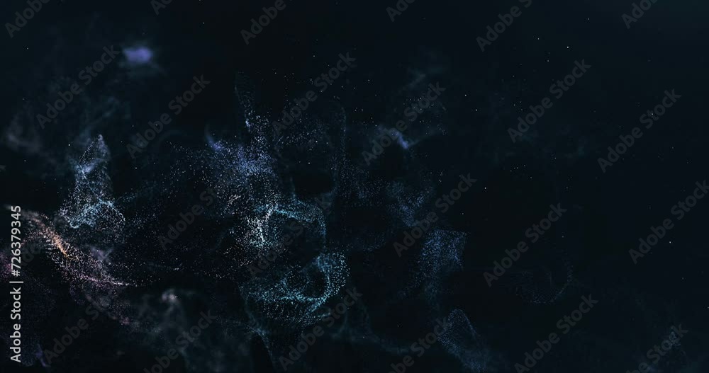 Abstract Blue Dots Particles With Dark Background. Abstract Blue Dots Particles With Dark Background.