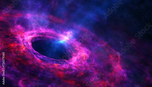 Purple and pink futuristic galaxy space particles in bright round energy structure.Abstract colorful lights background animation energy ray of power electric magnetic.Copy space.