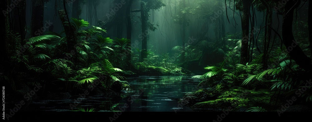 Enigmatic Jungle Depths: A Lush Green Wonderland Unveiled - Generative AI