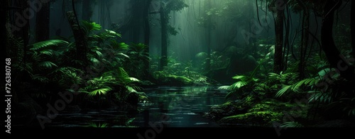 Enigmatic Jungle Depths: A Lush Green Wonderland Unveiled - Generative AI © Gelpi