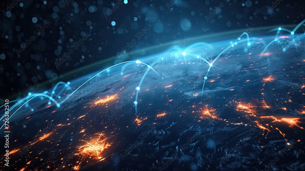 Future of Connectivity. a connected world with a dynamic scene featuring seamless communication between devices, emphasizing the future of global connectivity.